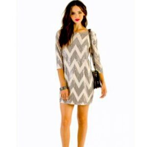 MUSTARD SEED Chevron Sequence Shift Dress. NWT